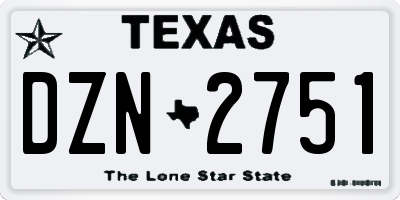 TX license plate DZN2751