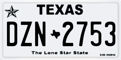 TX license plate DZN2753