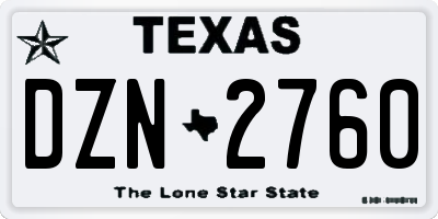 TX license plate DZN2760