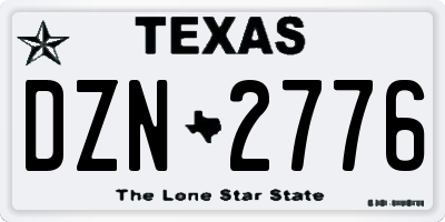 TX license plate DZN2776