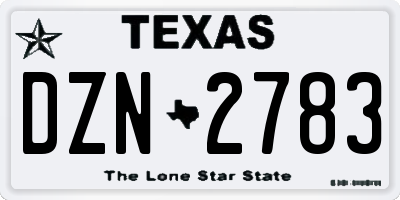 TX license plate DZN2783