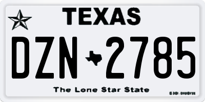 TX license plate DZN2785