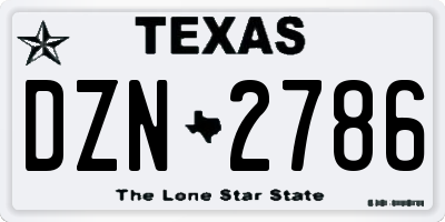 TX license plate DZN2786