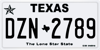 TX license plate DZN2789