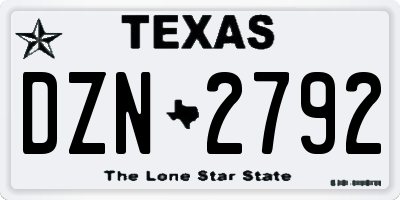 TX license plate DZN2792