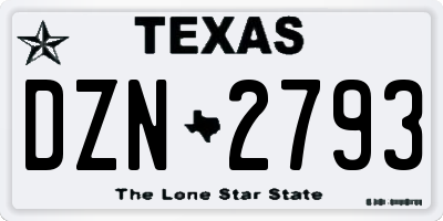 TX license plate DZN2793