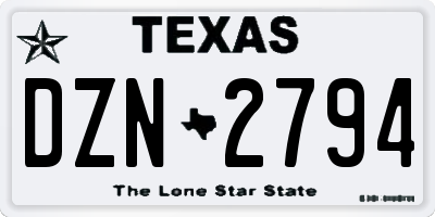 TX license plate DZN2794