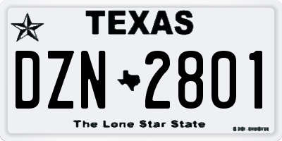 TX license plate DZN2801