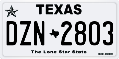 TX license plate DZN2803