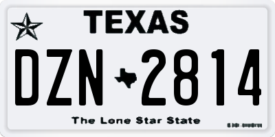 TX license plate DZN2814