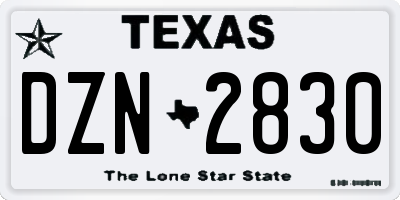 TX license plate DZN2830