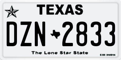 TX license plate DZN2833