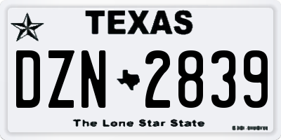 TX license plate DZN2839