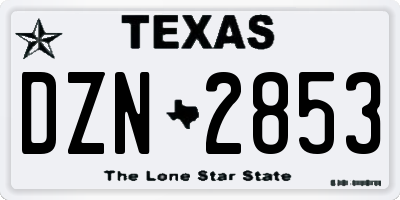 TX license plate DZN2853