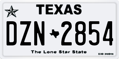TX license plate DZN2854