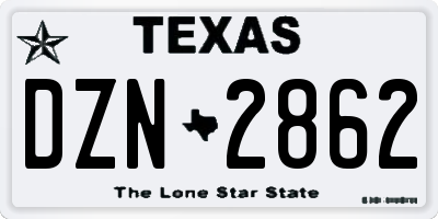 TX license plate DZN2862