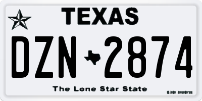 TX license plate DZN2874