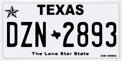 TX license plate DZN2893