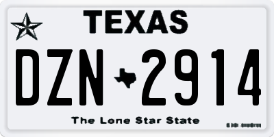 TX license plate DZN2914