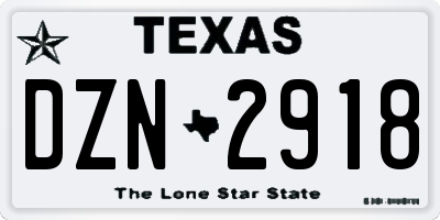 TX license plate DZN2918