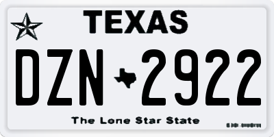 TX license plate DZN2922