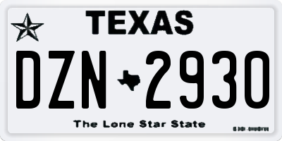 TX license plate DZN2930