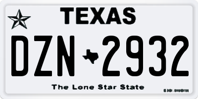 TX license plate DZN2932