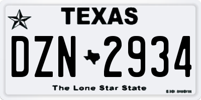 TX license plate DZN2934