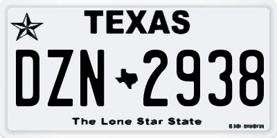 TX license plate DZN2938