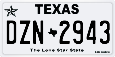 TX license plate DZN2943