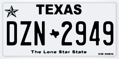 TX license plate DZN2949