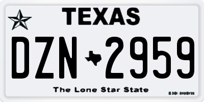 TX license plate DZN2959