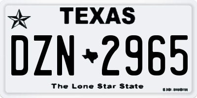 TX license plate DZN2965