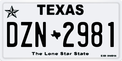 TX license plate DZN2981