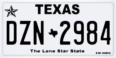 TX license plate DZN2984