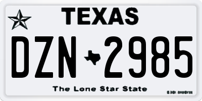 TX license plate DZN2985