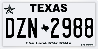 TX license plate DZN2988