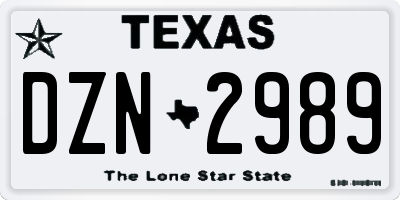 TX license plate DZN2989