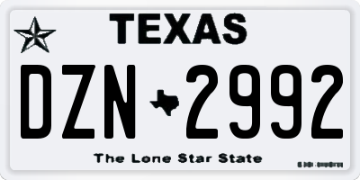 TX license plate DZN2992
