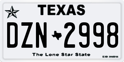 TX license plate DZN2998
