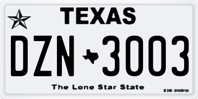 TX license plate DZN3003