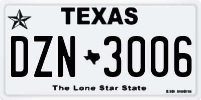 TX license plate DZN3006