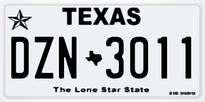 TX license plate DZN3011