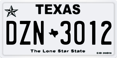 TX license plate DZN3012