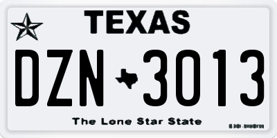 TX license plate DZN3013