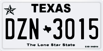 TX license plate DZN3015