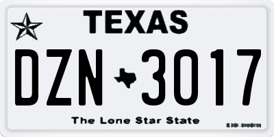 TX license plate DZN3017