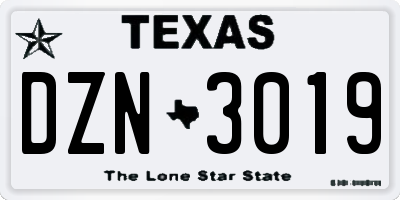 TX license plate DZN3019