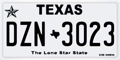 TX license plate DZN3023