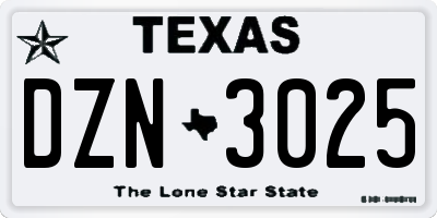 TX license plate DZN3025